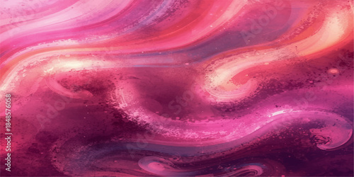 Smooth abstract pink background with bubbles featuring a luxury silk texture and flowing purple satin waves in a soft light design