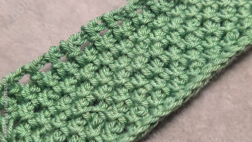 Knitting patterns and details for sweaters, hats, and other crocheted items.