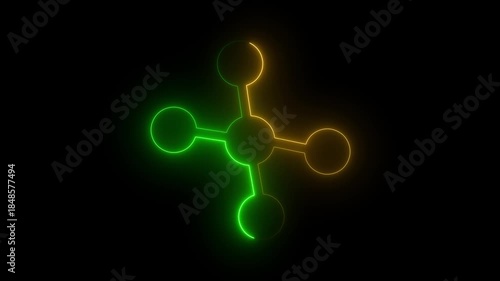 atom education rad and green saber animation Glowing video on black background