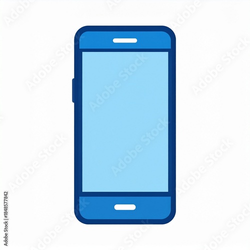Simple blue outlined smartphone graphic with a plain light blue screen on a white background, representing a mobile device