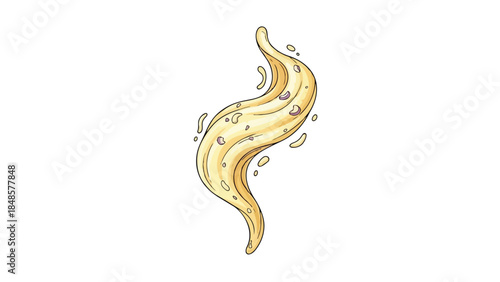 Viscous golden swirl graphic, rich with subtle particles and dynamic liquid splashes, evoking smooth texture and delectable flavor for food design