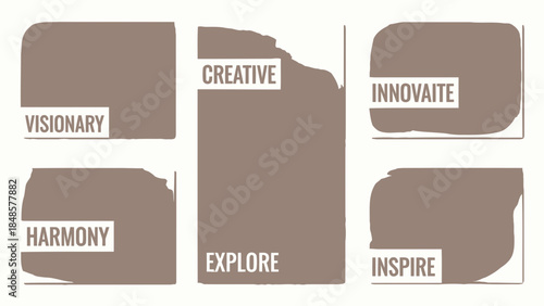 Brown abstract shapes with inspirational words creative explore visionary