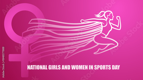 Female Athlete Silhouette with Venus Symbol for National Girls and Women in Sports Day