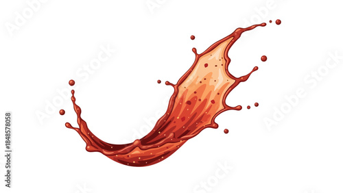 Dynamic brown liquid splash with energetic droplets and swirling motion vector graphic design element