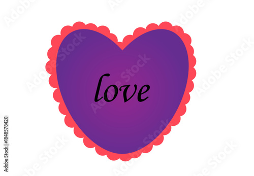 purple heart, love, on a white background,