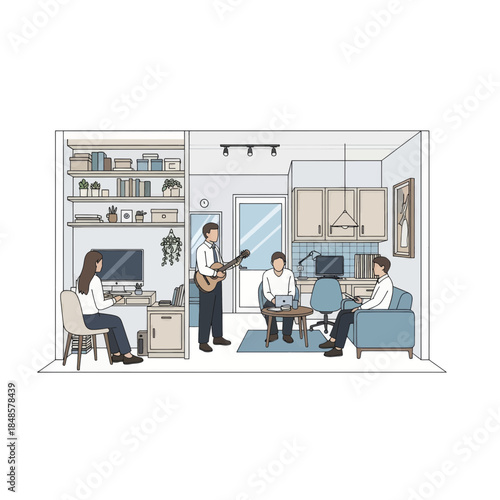 Home Band Performance in Living Room.