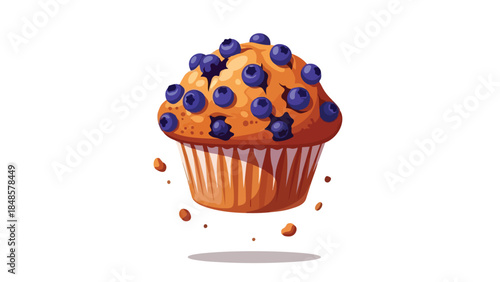 Delicious berry-studded baked treat a fluffy golden muffin bursting with vibrant fruit flavor a perfect morning pastry delight