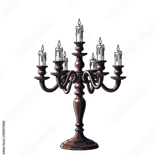 Elegant six candle chandelier centerpiece ornate design.