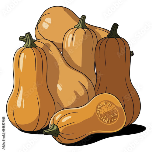 Group of orange pumpkins stacked together.
