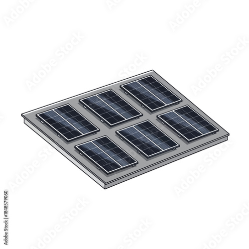 Solar panel array isolated in white background.