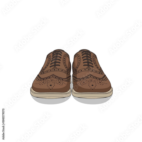 Brown Leather Brogue Shoes Front View.