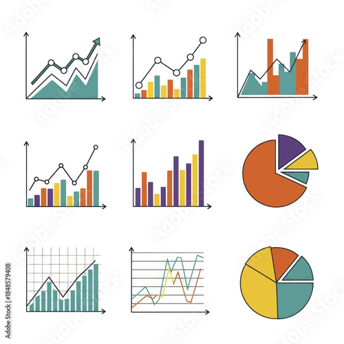 Colorful Graph and chart Data Visualization.