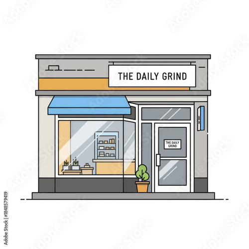 Coffee Shop storefront named The Daily Grind.