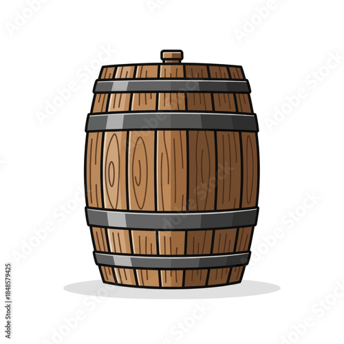 Wooden Barrel Standing Alone For Storage.