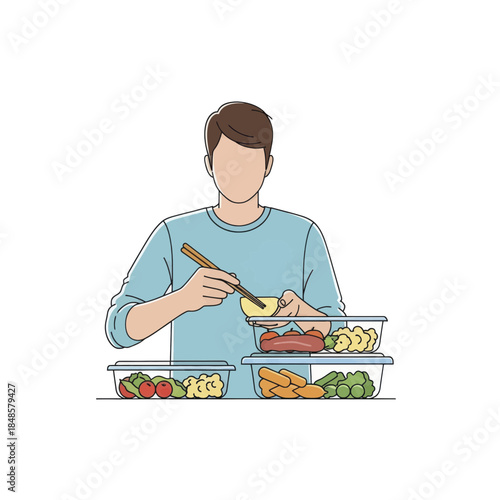 Person serving food from bowls at a counter.