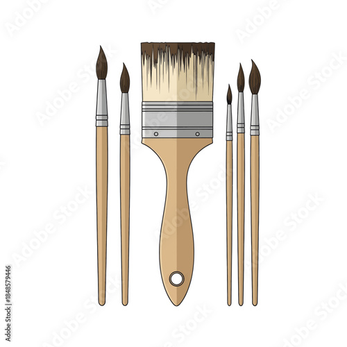 Set of Paint Brushes and Tools for Artists.