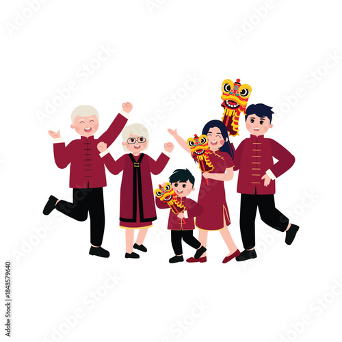 Happy Chinese New Year celebration with a joyful family.