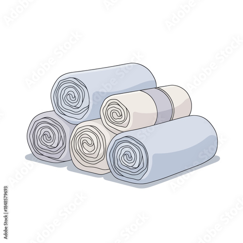Stacked soft folded towels close up.