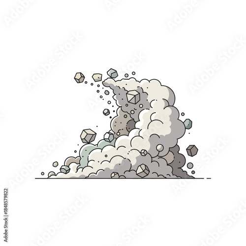 Cartoon Explosion Cloud with Debris Puffs.
