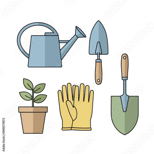 Gardening Tools and Plant Set for Home Garden.