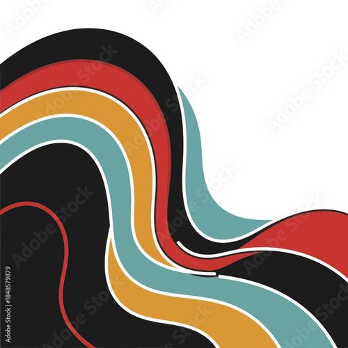 Colorful Abstract Curved Bands in Dynamic Swirls.