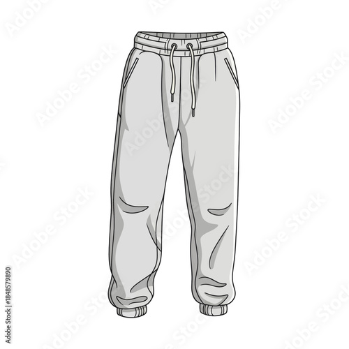 Casual Drawn Sweatpants Illustration Fashion Item.