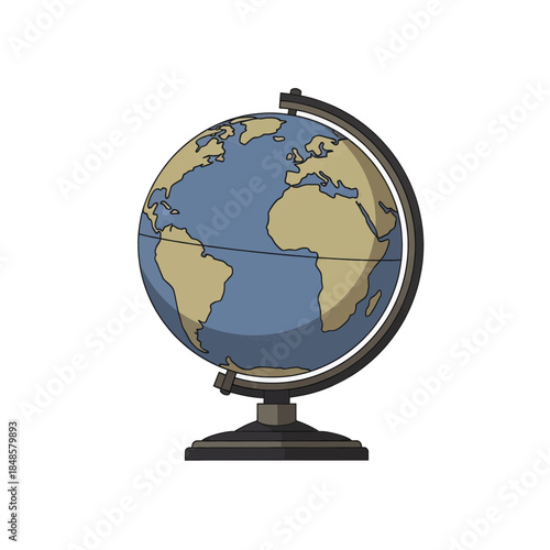 World Globe on Stand Isolated With Geographical Detail.