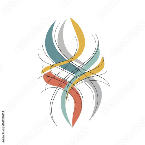 Vibrant Abstract Ribbon Sculpture with flowing curves.