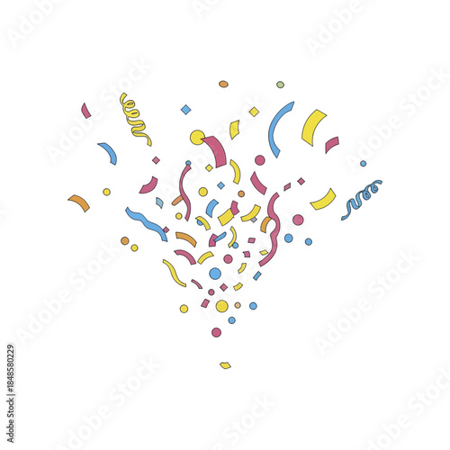 Colorful Confetti Swirl Forming a Celebration Icon.