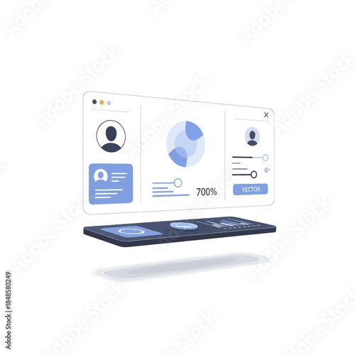 Futuristic Digital User Interface Dashboard Floating Display.
