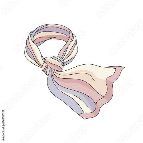Soft pastel scarf tied in a loose knot illustration.