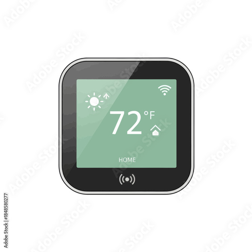 Smart Thermostat Display Device Showing Temperature.
