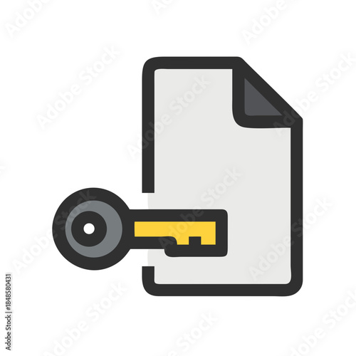 Key and document icon representing data access and secure file management