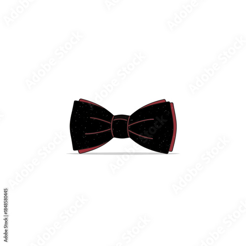 Elegant black bow tie with red trim for formal wear.