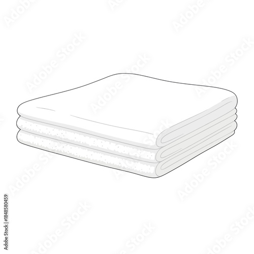 Soft White Towel Stack on White Background.