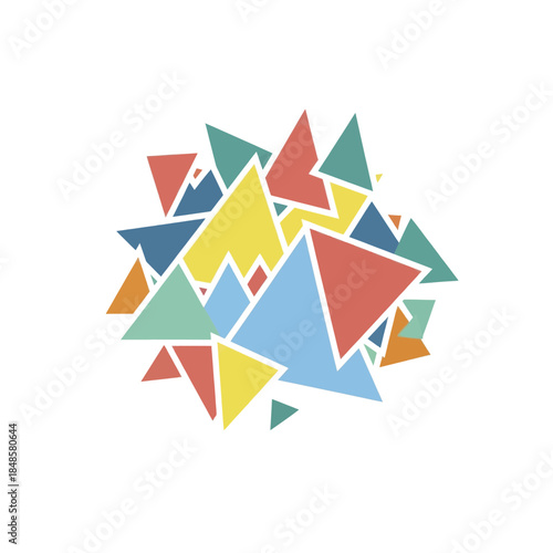 Colorful geometric triangle cluster abstract art.