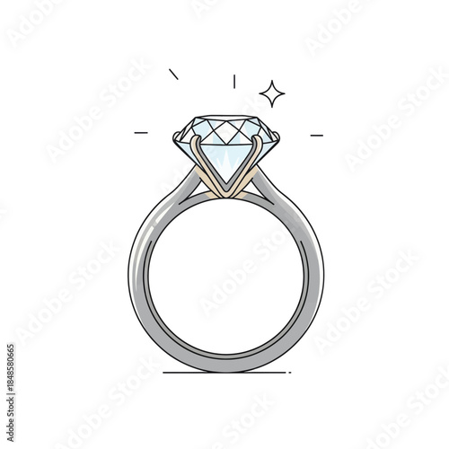 Elegant Diamond Engagement Ring with Sparkling Gem.