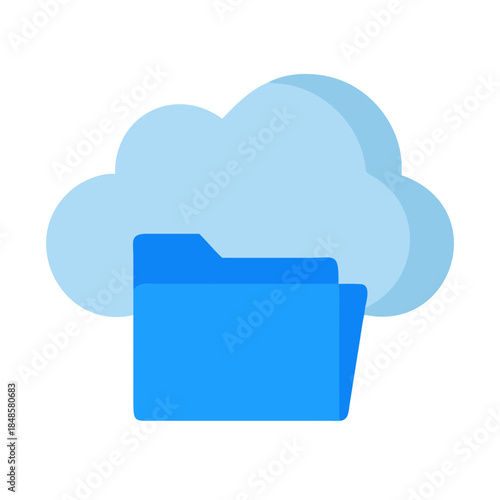 Cloud storage folder icon, digital file management, modern technology concept