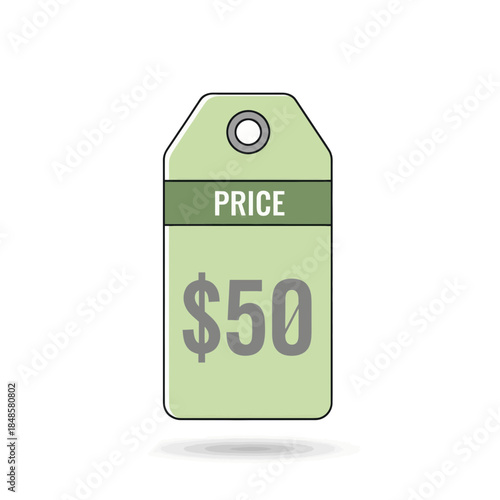 Price Tag Displaying Fifty Dollar Price.