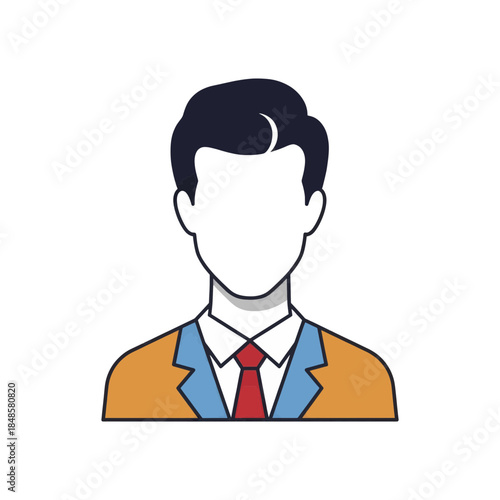 Stylized Illustrated Businessman Avatar in Suit.