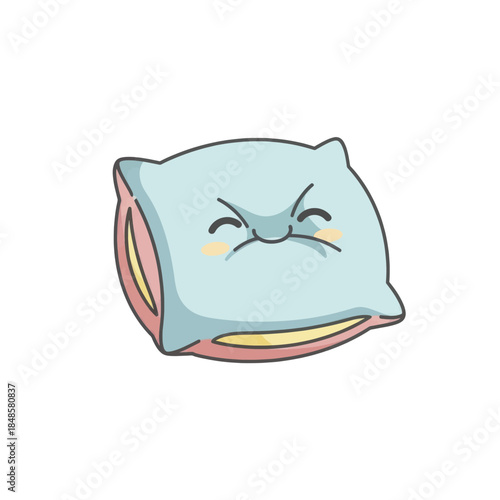 Cartoon Pillow Character With Expressive Face.