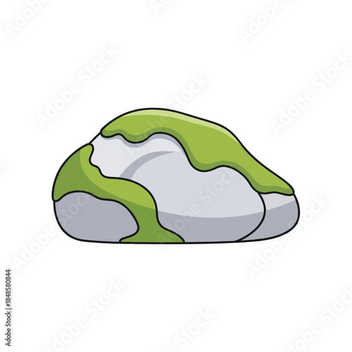 Moss Covered Rock Stone Focused Main Subject.