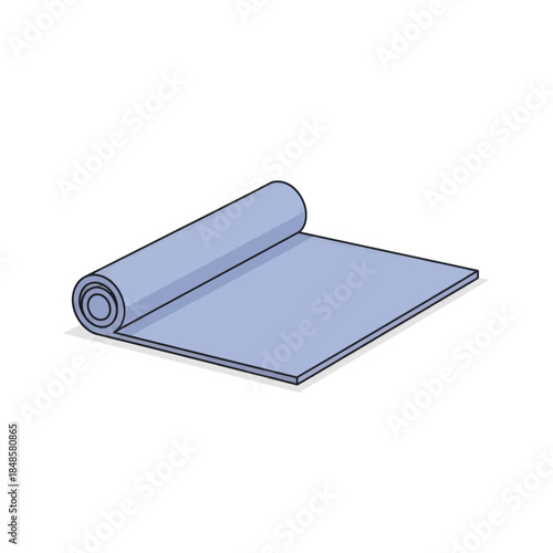 Rolled Blue Yoga Mat Partially Unrolled for Exercise.