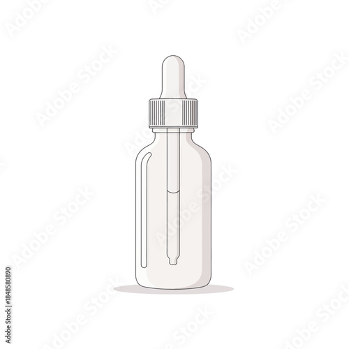 Glass dropper bottle with pipette illustration.