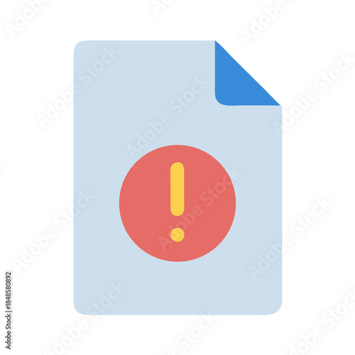 Warning document: Attention needed for file error and technical problem concept