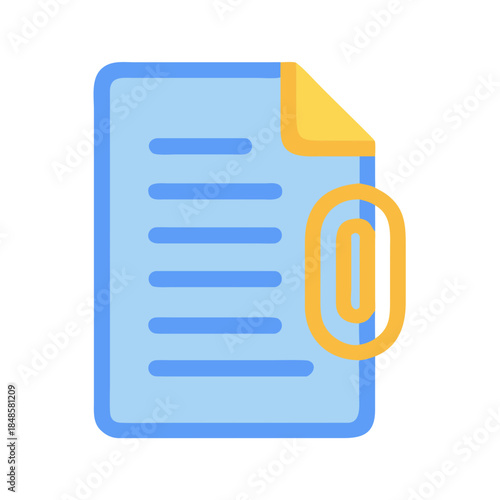 Paper document with paper clip icon showing file attachment concept design