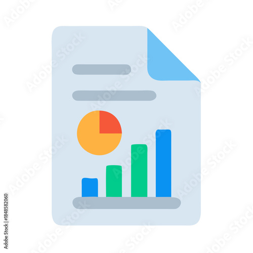 Colorful data report illustration with pie chart and bar graph showing insights