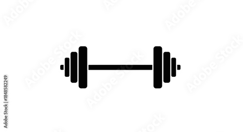 Black dumbbell weightlifting fitness equipment icon.