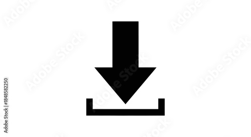 Black download arrow icon symbol.