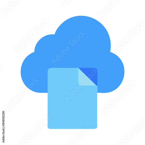 Cloud storage file concept illustration with blue cloud and file icons